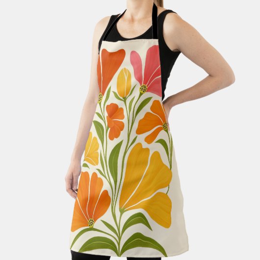 Lebhafte handbemalte Wildblumen Kunst Schürze (InSitu)