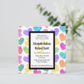 Lebhafte handgezeichnete Herzen Hochzeit Einladung (Stehend Vorderseite)