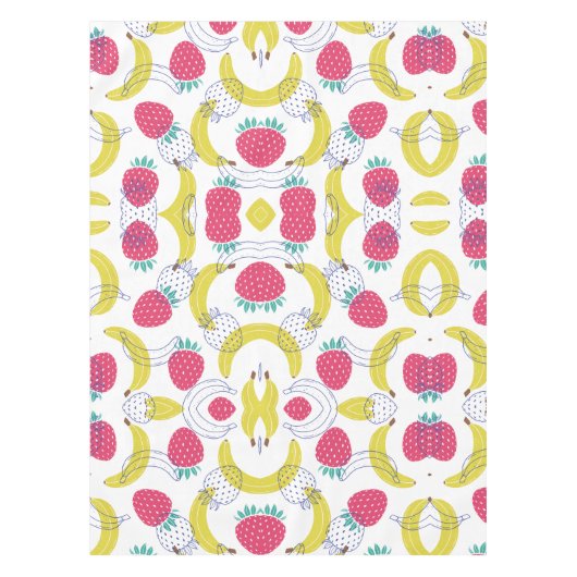 Lebhafte, handgezogene Erdbeeren und Bananen Tischdecke (Vorderseite)