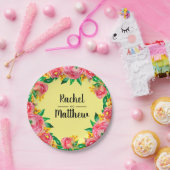Lebhafte, heiß rosa Blume Pappteller (Party)