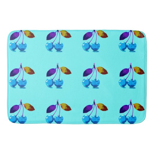 Lebhafte hellblaue Kirschen Badematte (Vorderseite)