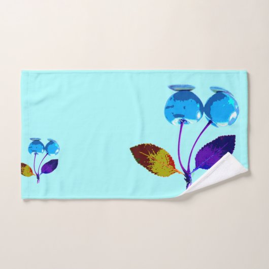 Lebhafte hellblaue Kirschen Badhandtuch Set (Handtuch)