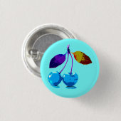 Lebhafte hellblaue Kirschen Button (Vorne & Hinten)