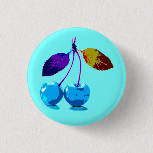 Lebhafte hellblaue Kirschen Button (Vorderseite)
