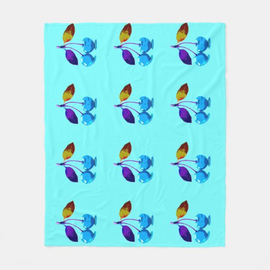 Lebhafte hellblaue Kirschen Fleecedecke (Vorderseite)