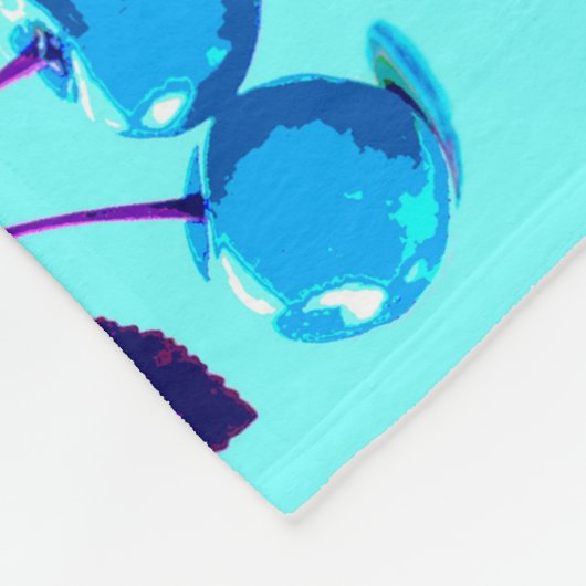 Lebhafte hellblaue Kirschen Fleecedecke (Ecke)