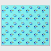 Lebhafte hellblaue Kirschen Geschenkpapier (Flach)