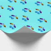 Lebhafte hellblaue Kirschen Geschenkpapier (Ecke)