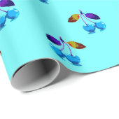 Lebhafte hellblaue Kirschen Geschenkpapier (Rolleneckpunkt)