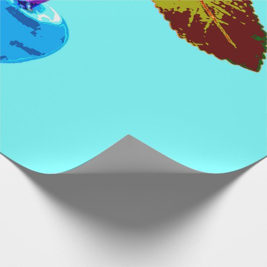 Lebhafte hellblaue Kirschen Geschenkpapier (Ecke)