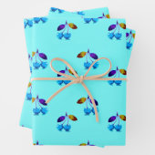 Lebhafte hellblaue Kirschen Geschenkpapier Set (Beispiel)