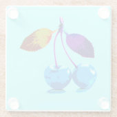 Lebhafte hellblaue Kirschen Glasuntersetzer (Rückseite)