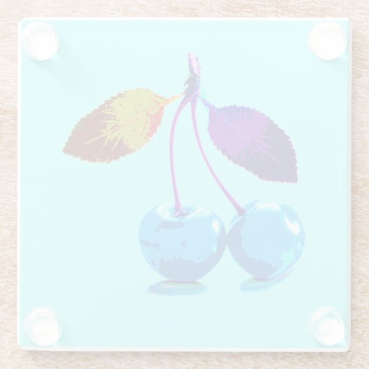 Lebhafte hellblaue Kirschen Glasuntersetzer (Rückseite)