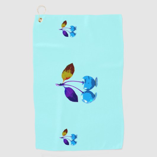 Lebhafte hellblaue Kirschen Golfhandtuch (Vorderseite)