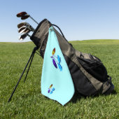 Lebhafte hellblaue Kirschen Golfhandtuch (Gras)