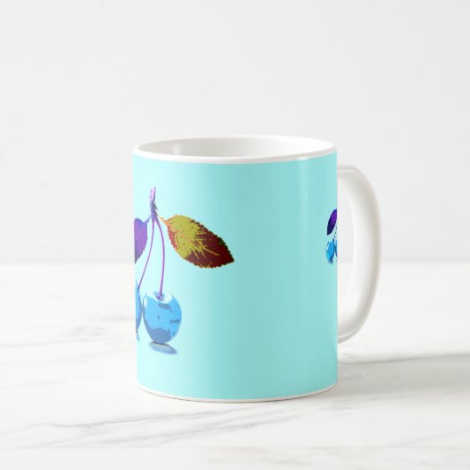 Lebhafte hellblaue Kirschen Kaffeetasse (VorderseiteRechts)