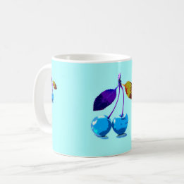 Lebhafte hellblaue Kirschen Kaffeetasse