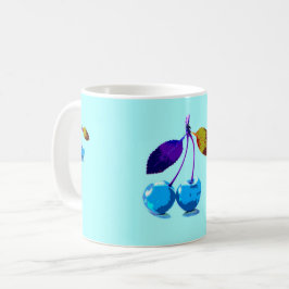 Lebhafte hellblaue Kirschen Kaffeetasse