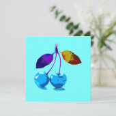 Lebhafte hellblaue Kirschen Karte (Stehend Vorderseite)