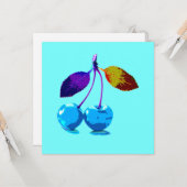 Lebhafte hellblaue Kirschen Karte (Vorderseite/Rückseite Beispiel)