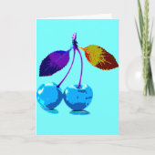 Lebhafte hellblaue Kirschen Karte (Vorderseite)