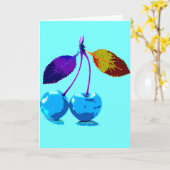 Lebhafte hellblaue Kirschen Karte (Gelbe Blume)