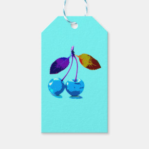 Lebhafte hellblaue Kirschen mittel Geschenkanhänger