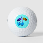 Lebhafte hellblaue Kirschen Pop Art Golfball (Vorderseite)