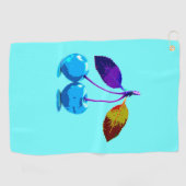 Lebhafte hellblaue Kirschen Pop Art Golfhandtuch (Horizontal)