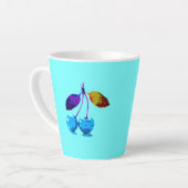 Lebhafte hellblaue Kirschen Pop Art Milchtasse (Linke Ecke)