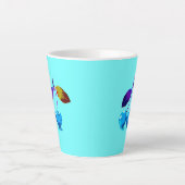 Lebhafte hellblaue Kirschen Pop Art Milchtasse (Vorderseite)