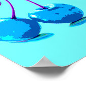 Lebhafte hellblaue Kirschen Poster (Ecke)