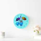 Lebhafte hellblaue Kirschen Runde Wanduhr (Zuhause)