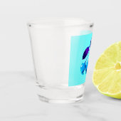 Lebhafte hellblaue Kirschen Schnapsglas (Links)