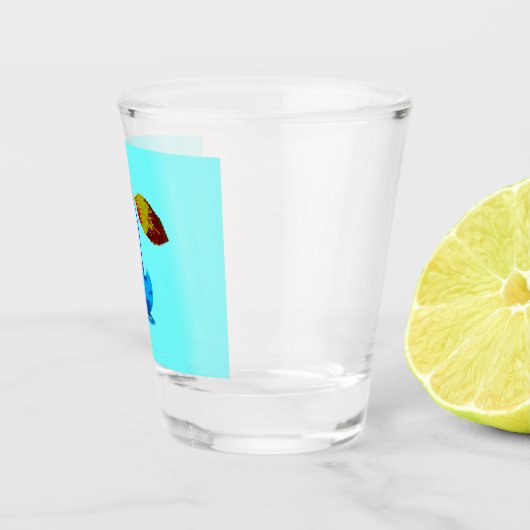 Lebhafte hellblaue Kirschen Schnapsglas (Rechts)