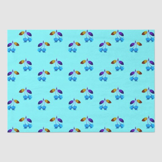 Lebhafte hellblaue Kirschen Seidenpapier (Vorderseite)