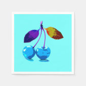 Lebhafte hellblaue Kirschen Serviette (Vorderseite)