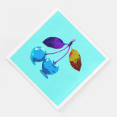 Lebhafte hellblaue Kirschen Serviette (Ecke)