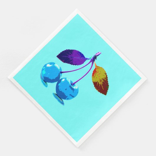 Lebhafte hellblaue Kirschen Serviette (Ecke)