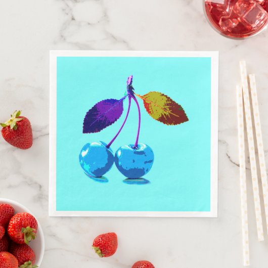 Lebhafte hellblaue Kirschen Serviette (Beispiel)