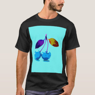 Lebhafte hellblaue Kirschen T-Shirt