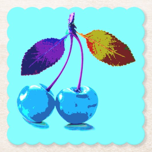 Lebhafte hellblaue Kirschen Untersetzer (Vorderseite)