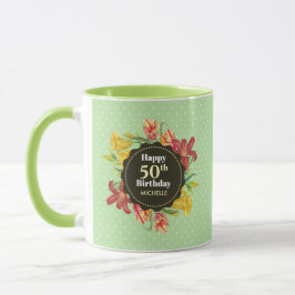 Lebhafte, helle Frühlingsblumen Wreath Birthday Fr Tasse