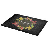 Lebhafte, helle Frühlingsblumen Wreath Black Damas Schneidebrett (Ecke)