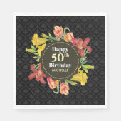 Lebhafte, helle Frühlingsblumen Wreath Geburtstag Serviette (Vorderseite)