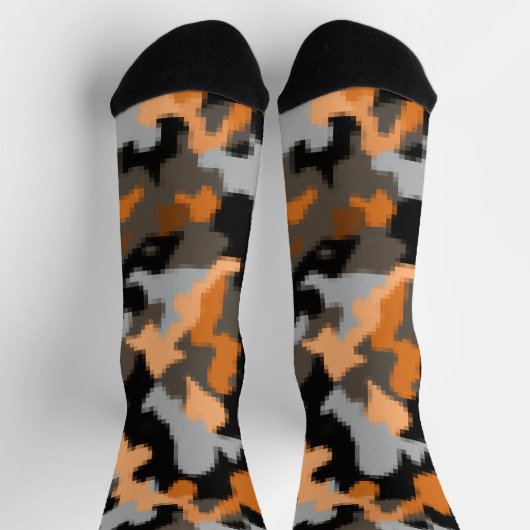 Lebhafte, helle, gelb-braune Camouflage Socken (Oben)