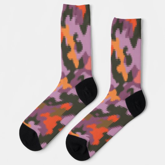 Lebhafte, helle, gelb-grüne Camouflage Socken (Linkes Detail)