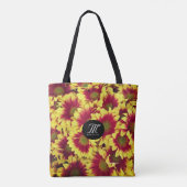 Lebhafte Herbstrot-gelbe Mini-Sonnenblumen Tasche (Rückseite)