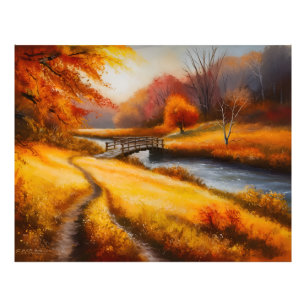 Lebhafte Herbstwaldmalerei - Herbstlandschaft Fotodruck