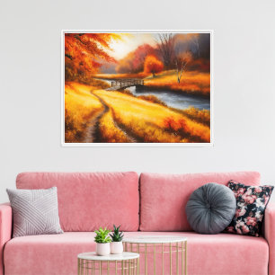 Lebhafte Herbstwaldmalerei - Herbstlandschaft Leinwanddruck